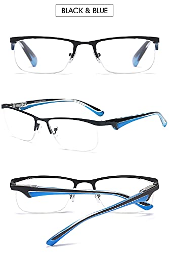 VEVESMUNDO Gafas de Lectura Hombre Mujer Metalicas Medio Marco Presbicia Modernas Vista Leer Graduadas Blanco Rojo Azul Verde 1.0 1.5 2.0 2.5 3.0 3.5 4.0 (2.0, 4 Gafas Set(Blanco+Rojo+Azul+Verde))