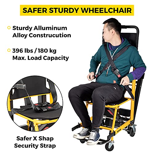 VEVOR Silla de Ruedas 120 W (Amarillo y Negro) Silla de Ruedas Ligera de Aluminio 180 kg / 396 LBS Silla de Ruedas Motorizada Subir Elevable Escalera para Personas Discapacitadas (Amarillo y Negro)