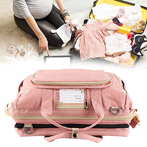 Viaje De La Mochila De La Bolsa De PañAles, Gran Capacidad PortáTil Impermeable Bolsa De PañAles Mochila Bandolera Bandolera Bolso Hospitalario Mamá Plegable Con Cambiador (Rosa empolvado)