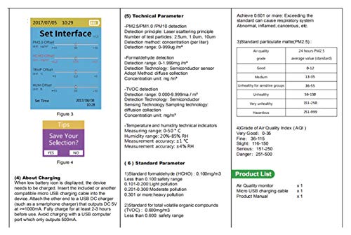 Vibiu Detector de Calidad del Aire PM2.5 Detector de HCHO