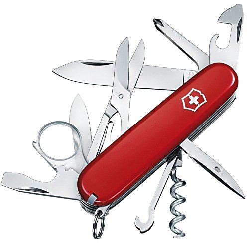 Victorinox Explorer Navaja con 16 funciones, incluyendo lupa, destornillador Phillips y tijeras, de color rojo