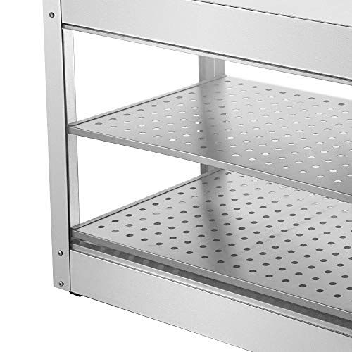 Vitrina de calor caliente, vitrina de acero inoxidable, calienta 30-85 °C, 800 W, calentador de alimentos, calentador de alimentos, 61 x 38 x 51 cm, para panaderías, cafeterías, cantinas