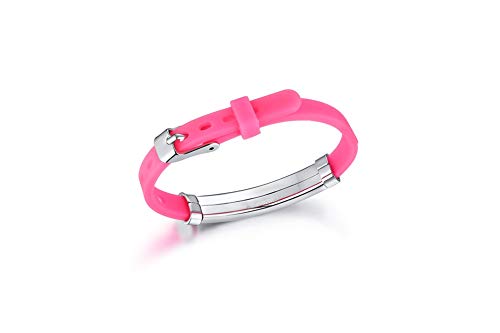 VNOX Personalizado Acero Inoxidable Número de Teléfono de Contacto de Emergencia para Niños Etiqueta de Identificación Pulsera de Brazalete Ajustable Silicona Múltiples Colores Hijo Hija