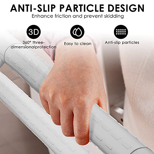 Vogvigo Asa De Seguridad para Baño De 60 Cm Barra De Agarre para Discapacitados De Acero Inoxidable Antideslizantes Resistentes De 300-350 Kg Mango De Soporte De Baño De Seguridad Plegable, Blanco