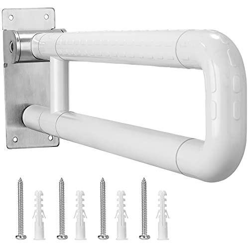 Vogvigo Asa De Seguridad para Baño De 60 Cm Barra De Agarre para Discapacitados De Acero Inoxidable Antideslizantes Resistentes De 300-350 Kg Mango De Soporte De Baño De Seguridad Plegable, Blanco