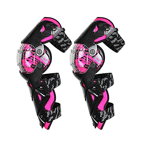 VOMI Rodilleras Motocross, Protección de Rodilla Espinillera, PC + PP Shell Nuevo Tipo Protector Rodilla Moto Adultos para Enduro Motocicleta Ciclismo Bicicleta Monopatín, 5 Colores,Rosado