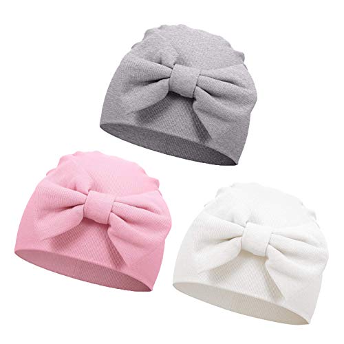 VUCDXOP 3 Unids Recién Nacido Beanie Sombrero Algodon Gorritos bebé niño Gorro de algodón para 0-6 Meses bebé