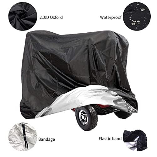 VVHOOY - Funda para scooter, 210D, resistente al agua, resistente al agua, 4 ruedas, protección para todo tipo de clima, protección al aire libre, 140 x 66 x 91 cm