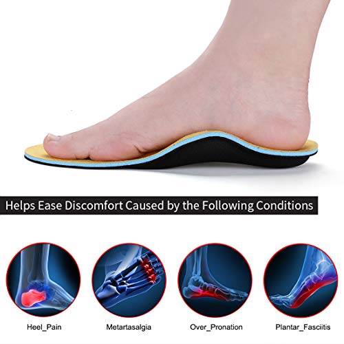 Walkomfy Plantillas Fascitis Plantar, Plantillas Ortopedicas con soportes de arco y talones, para Pronador, Supinador, Pie Cavo, Pies Planos, Metatarsalgia, para zapatillas hombre trabajo botas