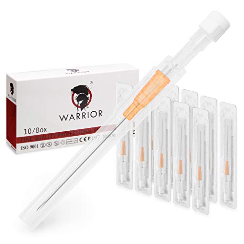 WARRIOR Agujas de Piercing estériles Aguja de Punción del Catéter Herramientas Acero quirúrgico para nariz Oído Labios Lengua del ombligo (10 piezas/caja, naranja 14G 2.0 mm)