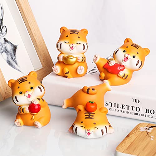 Washranp Figura de tigre miniatura sacudida cabeza resina adornos de coche divertido postura artículo celebración Año Nuevo adorable tigre DIY estatuas para primavera Festival 2