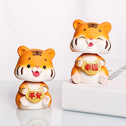 Washranp Figura de tigre miniatura sacudida cabeza resina adornos de coche divertido postura artículo celebración Año Nuevo adorable tigre DIY estatuas para primavera Festival 2