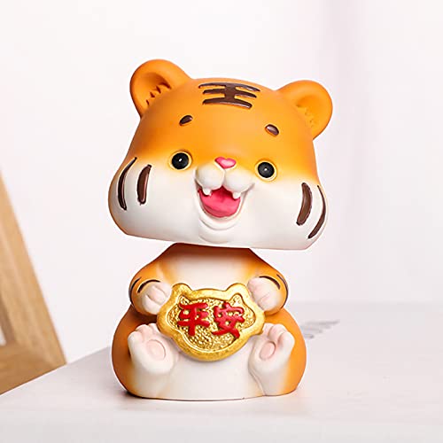 Washranp Figura de tigre miniatura sacudida cabeza resina adornos de coche divertido postura artículo celebración Año Nuevo adorable tigre DIY estatuas para primavera Festival 2