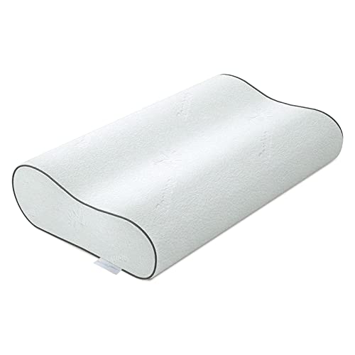 Wavve Almohada Cervical 60 x 35 cm, Almohada Viscoelástica Ergonómica de Memoria Forma con Cubierta de Fibra de Bambú para Reducir Dolores de Cuello (35 x 60 cm)