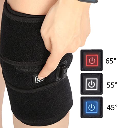 Way bocke Rodillera con Calefacción para Hombres Y Mujeres, Soporte para Envolver, Almohadilla para La Rodilla con Calefacción Recargable por USB Rodillera para Terapia con Calor, Color Negro