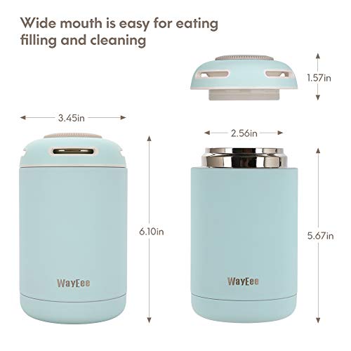 WayEee Termo para Comida 460ml Frasco Térmico de Acero Inoxidable para Alimentos y Bebidas, Termo para Sólido y Líquido, Cafe Pures para Adultos Bebes (Azul)