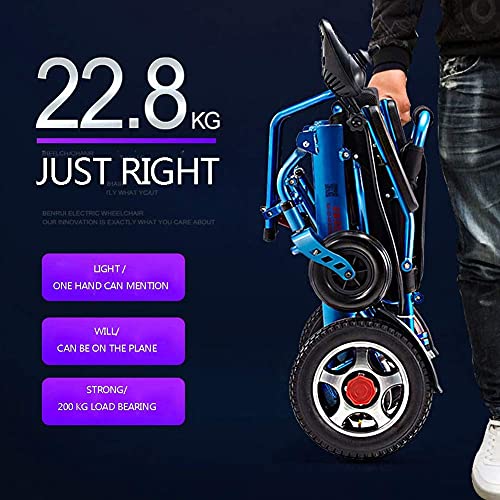 WBJLG Scooter eléctrico para Silla de Ruedas, motorizado y Ligero, Plegable y de Viaje, Silla de Ruedas eléctrica Segura para la aviación