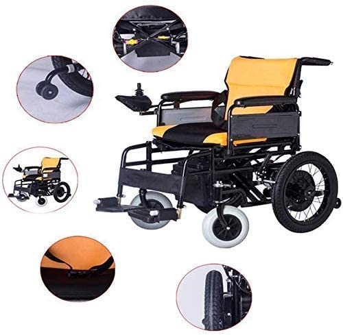 WBJLG Silla de Ruedas eléctrica Plegable y Liviana portátil, Silla de Scooter motorizada para Ancianos con batería de Iones de Litio para discapacitados y Ancianos con Carga de Movilidad Silla de