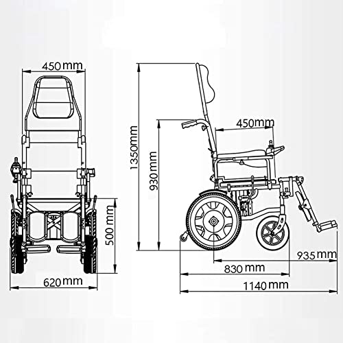 WBJLG Silla de Ruedas motorizada, Silla de Ruedas eléctrica Exclusiva Plegable y Liviana, potentes Motores portátiles sin escobillas, Respaldo Ajustable y Joystick con Scooter para reposacabezas,