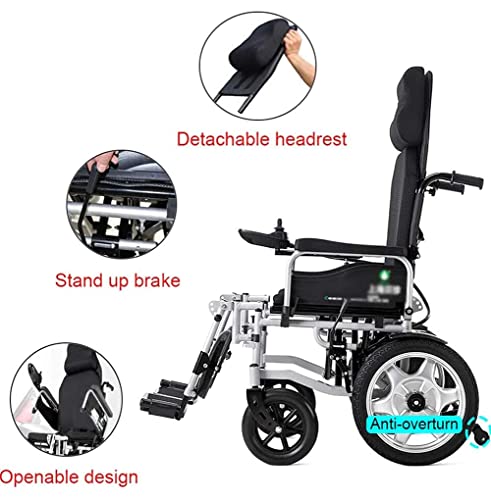 WBJLG Silla de Ruedas motorizada, Silla de Ruedas eléctrica Exclusiva Plegable y Liviana, potentes Motores portátiles sin escobillas, Respaldo Ajustable y Joystick con Scooter para reposacabezas,