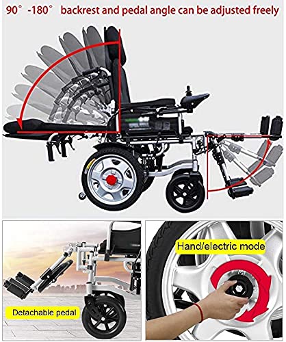 WBJLG Silla de Ruedas motorizada, Silla de Ruedas eléctrica Exclusiva Plegable y Liviana, potentes Motores portátiles sin escobillas, Respaldo Ajustable y Joystick con Scooter para reposacabezas,