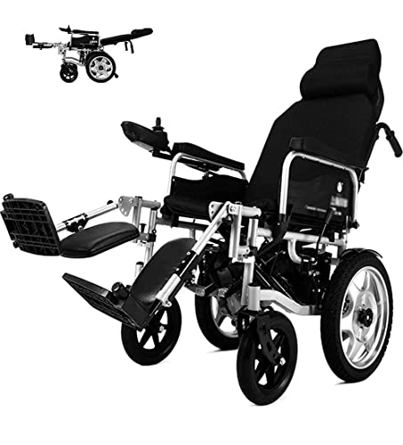 WBJLG Silla de Ruedas motorizada, Silla de Ruedas eléctrica Exclusiva Plegable y Liviana, potentes Motores portátiles sin escobillas, Respaldo Ajustable y Joystick con Scooter para reposacabezas,