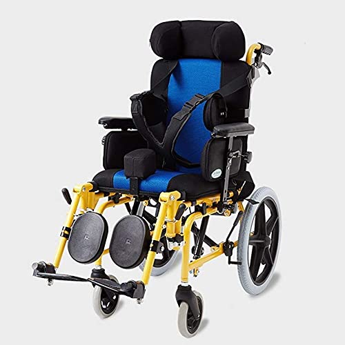 WBJLG sillas de Ruedas Ligero Plegable Silla de Ruedas para niños Conducción, parálisis Cerebral Silla de Ruedas para niños Coche Multifuncional para discapacitados Niños Completamente acostados e