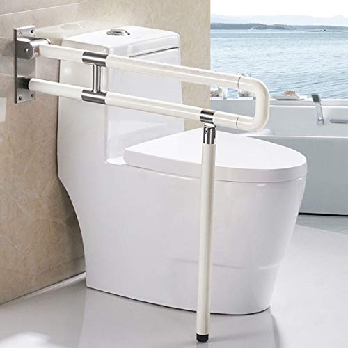 WC minusvalidos agarraderas, Barra abatible inoxidable para baño adaptado a personas mayores,White,75cm