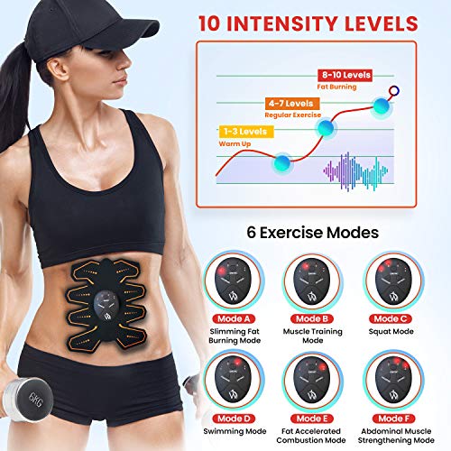 WeightWorld Electroestimulador Muscular Abdominales - Estimulador Eléctrico para Abdomen, Brazos, Piernas y Cintura, Cinturón Masajeador Abdominal con 8 Nodos, para Tonificar Los Músculos