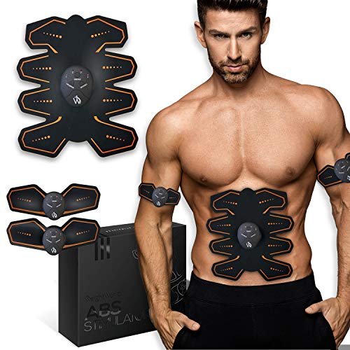 WeightWorld Electroestimulador Muscular Abdominales - Estimulador Eléctrico para Abdomen, Brazos, Piernas y Cintura, Cinturón Masajeador Abdominal con 8 Nodos, para Tonificar Los Músculos