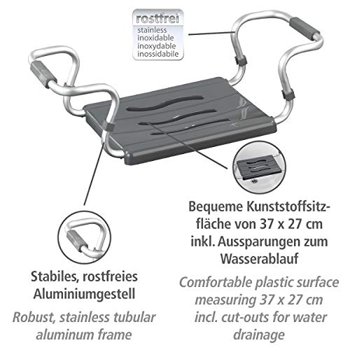 Wenko Badewannensitz Secura - ausziehbar, 150 kg Tragkraft, 55-65 x 18 x 26 cm, silber