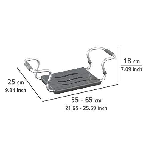 Wenko Badewannensitz Secura - ausziehbar, 150 kg Tragkraft, 55-65 x 18 x 26 cm, silber