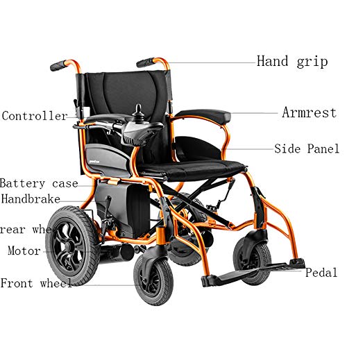 Wheelchair Potencia eléctrica Plegable Silla de Ruedas, con 18Ah polímero de Ion-Litio, Ultra portátil Plegable de Potencia Vespa Silla motorizada, para los inválidos, Ancianos Movilidad