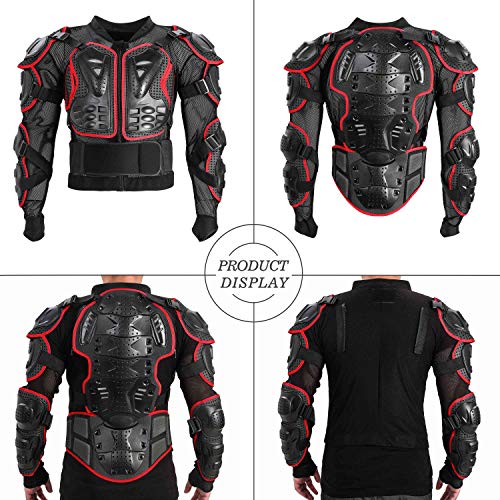 WILDKEN Chaqueta de Protección para Motocross Motos Ropa Protectora de Cuerpo Armadura Completo Profesional de Motocicleta Deportiva para Hombres Columna Vertebral Hombro Mujer Pecho (Rojo, L)