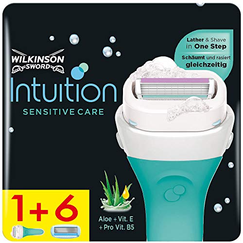 Wilkinson Sword Intuition Sensitive Care - Pack de Maquinilla de Depilar para Mujer + 7 Recambios de cuchillas depilación mujer