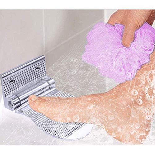 Wing Reposapiés Antideslizante para baño o Ducha,Plegable Antideslizante reposapies bañoPerfecto para los Que sufren Dolor de Espalda,Embarazada,¡Más Viejo y más! Aluminio