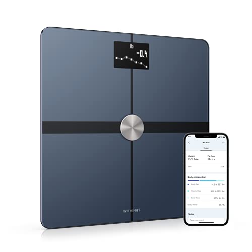 Withings Body+ Báscula inteligente con conexión Wi-Fi, medición de la grasa corporal, IMC, masa muscular y porcentaje de agua corporal, sincronización con la aplicación móvil Bluetooth o Wi-Fi,Negro