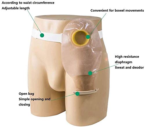 WKDZ Ostomía Hernia cinturón colostomía Transpirable con 5 Bolsas Reutilizables for colostomía ileostomía cuidados del estoma, Cinta Abdomen Apoyo estoma 109