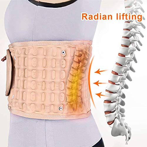 WLKQ Cinturón descompresión física, Cinturón Lumbar Inflable Uso terapéutico para Dolor Espalda y Alivio del estrés Muscular Faja Lumbar para la Espalda para Hombres/Mujer con Tirantes