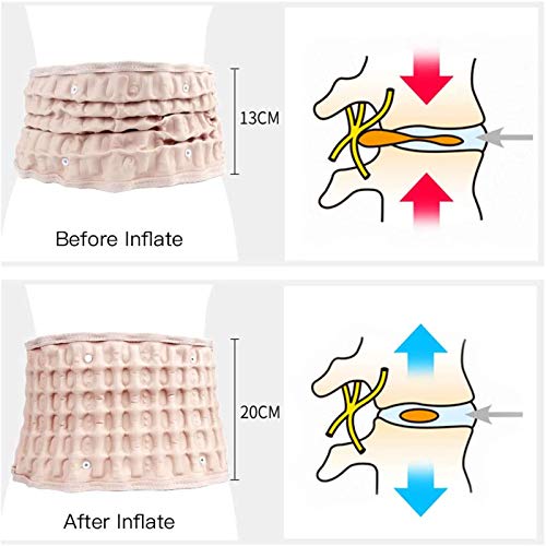 WLKQ Cinturón descompresión física, Cinturón Lumbar Inflable Uso terapéutico para Dolor Espalda y Alivio del estrés Muscular Faja Lumbar para la Espalda para Hombres/Mujer con Tirantes