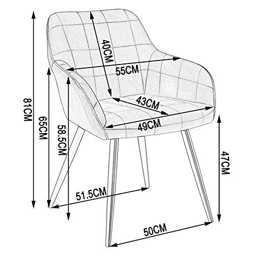 WOLTU 1x Sillas de Comedor Nordicas Estilo Vintage Juego de 1, Silla de Cocina Silla Tapizada con Reposabrazos Tapizadas en Terciopelo, Estructura de Metal, Crema BH93cm-1