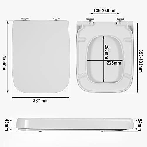 WOLTU Tapa de WC Tapa de Inodoro Asiento de Inodoro Bisagra de Cierre Suave Instalar Rápida Antibacteriano