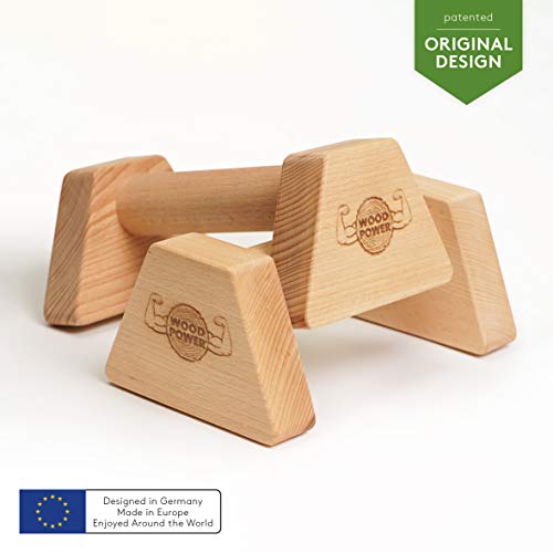 WoodPower PowerBars: mini barras paralelas de madera, agarres flexiones, calistenia agarre madera, barras flexiones (XS)