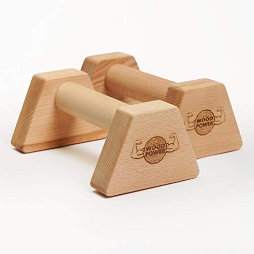 WoodPower PowerBars: mini barras paralelas de madera, agarres flexiones, calistenia agarre madera, barras flexiones (XS)