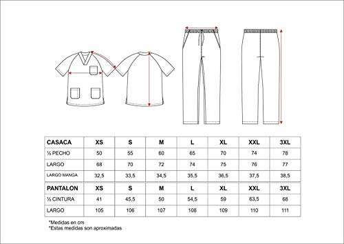 Workteam Uniforme o Conjunto Sanitario, NO Transparente, elástico en la Cintura, botón y Cremallera, Casaca y Pantalón Unisex Blanco S