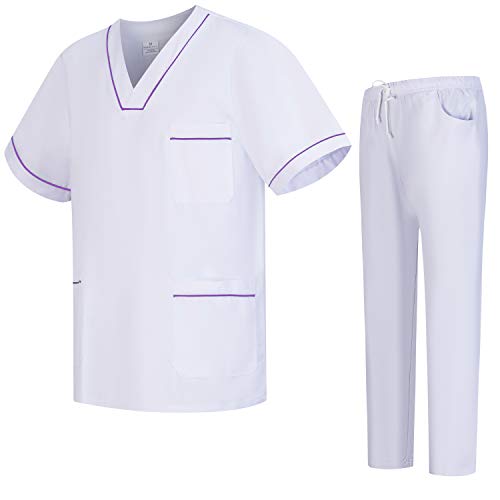 Workwear Tucano - Conjuntos Uniformes Sanitarios Blanco Unisex - Uniformes MÉDICOS Casaca Y PANTALÓN Sanitarios Ref.6601-6602 - XL, Lila