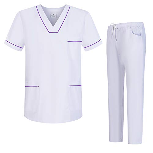 Workwear Tucano - Conjuntos Uniformes Sanitarios Blanco Unisex - Uniformes MÉDICOS Casaca Y PANTALÓN Sanitarios Ref.6601-6602 - XL, Lila