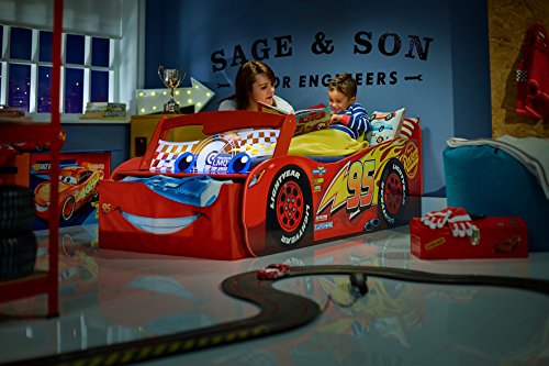 Worlds Apart HelloHome Disney Cars Mcqueen Cama Infantil de iluminación, Madera, Rojo