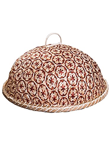 Wydgs Mantel de bambú hecho a mano para mesa de comedor, para casa, antimoscas, alimentos, mosquitos, izquierda, sobras, artefactos, parasol (color: rojo de unos 35 cm)