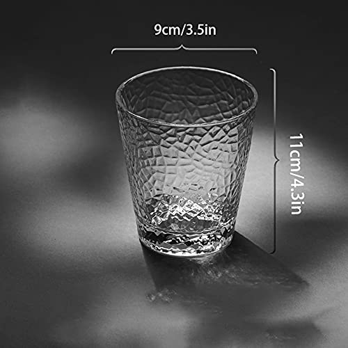 XIAOSAKU Copas de Agua Conjunto de Taza de Vidrio Martillado de 6 10 oz sin Plomo Whisky cristalería de café y Bebidas Copas de Vidrio Transparente doméstico para Agua, Cerveza, Jugo, Bebidas